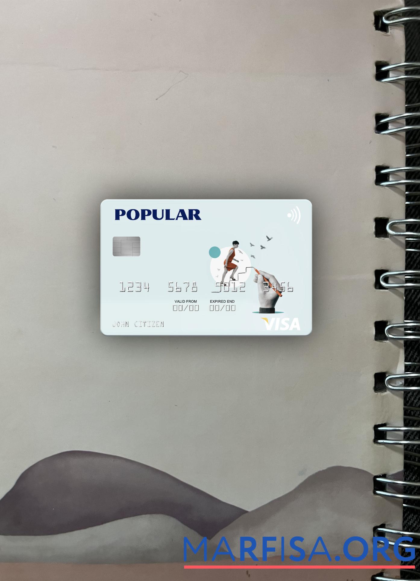Realistic USA Popular, Inc. Bank visa card photolook front download for verification
